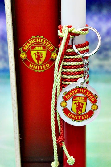 Easter Candle 24d001 Football M.u. Keyring Set With Wooden Box 28x7x5cm 003335 Gerakis