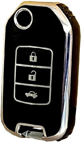 Car Key Cover Case made of with 3 Buttons for Honda in Black Color