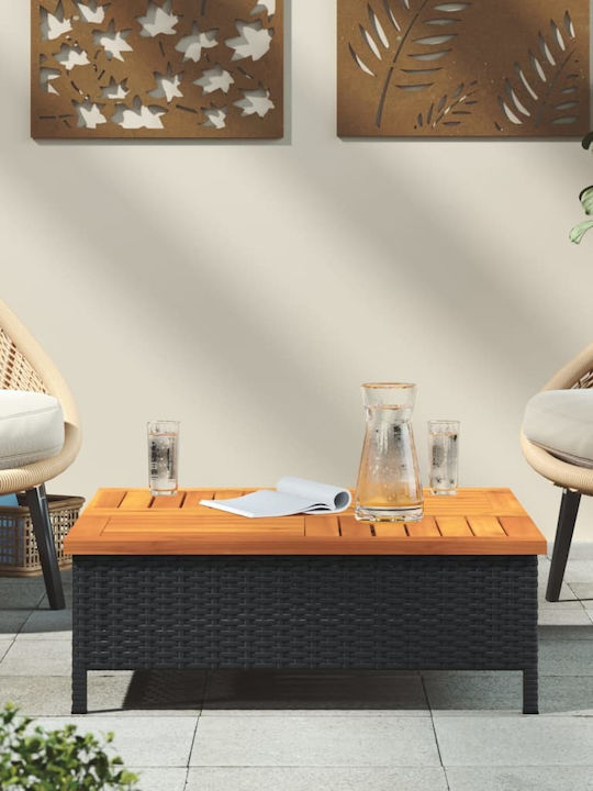 Garten- und Terrassentisch für kleine Räume Schwarz 70x70x25cm