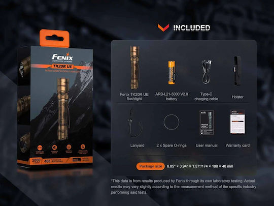 Dulotec Επαναφορτιζόμενος Φακός LED IP68 με Μέγιστη Φωτεινότητα 2800lm