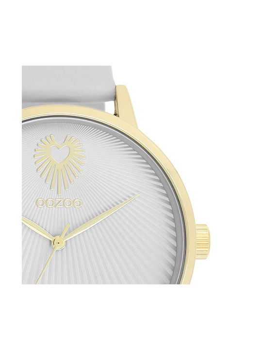 Oozoo Timepieces Watch with White Leather Strap