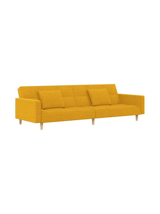 Canapea Cu Două Locuri Pat Galben Cu Perne Decorative 220x100x69cm