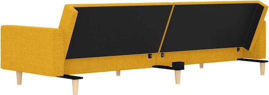 Doppelsitzer Sofa Bett Gelb mit Dekokissen 220x100x69cm