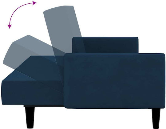 Two-Seater Couch Bed Velvet Blue 220x100x69 cm