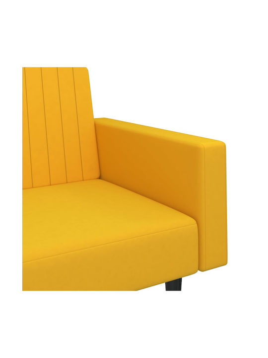vidaXL Doppelsitzer Sofa Bett Samt Gelb 220x100x69cm