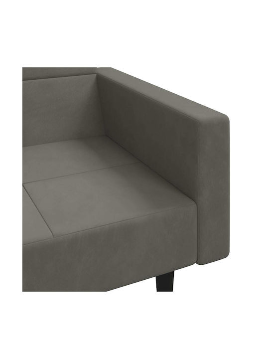 Doppelsitzer Sofa Bett Samt Dunkelgrau mit Dekokissen 220x84,5x69cm