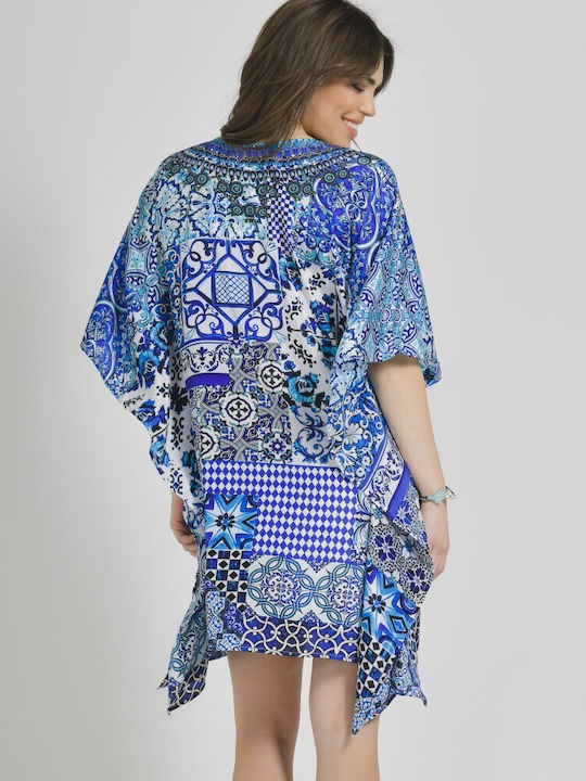 Ble Resort Collection Damen Mini Kaftan Strand Blau