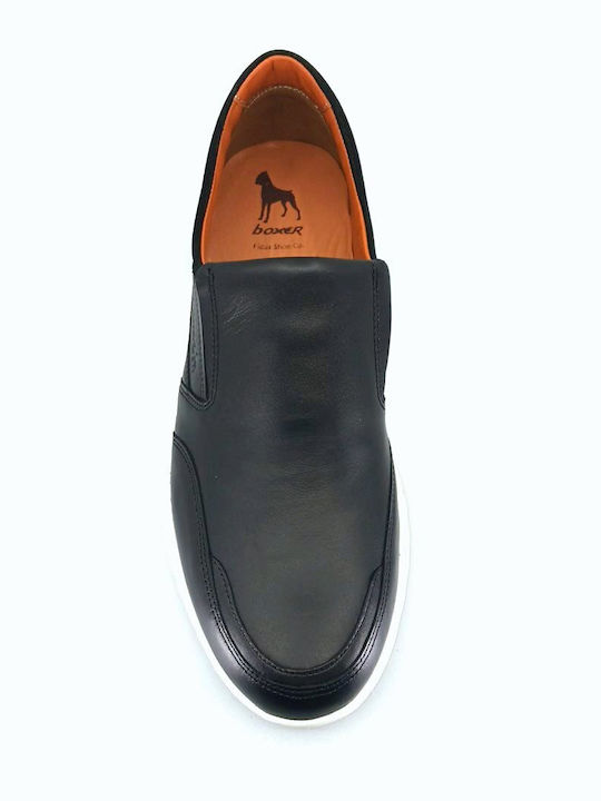 Leder Herren Slip-Ons Schwarz