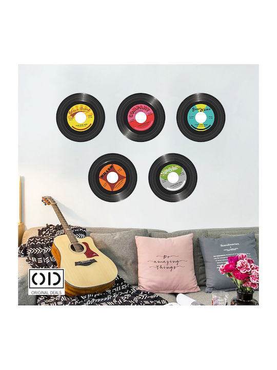 Decorative Stickers Vinyl Pick-up Records With Retro Music, Set Of 5 Pieces, 30 Cm Diameter, Sticker Adhesive, Original Deals