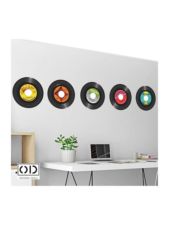 Decorative Stickers Vinyl Pick-up Records With Retro Music, Set Of 5 Pieces, 30 Cm Diameter, Sticker Adhesive, Original Deals