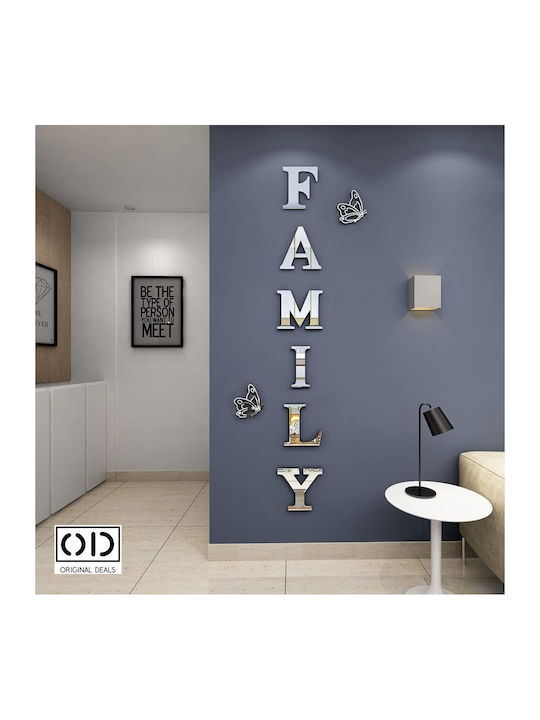 Self-adhesive Mirror For Interior Decor And Design, Family Model, Premium Acrylic Pvc, Set Of 6 Letters, Original Deals
