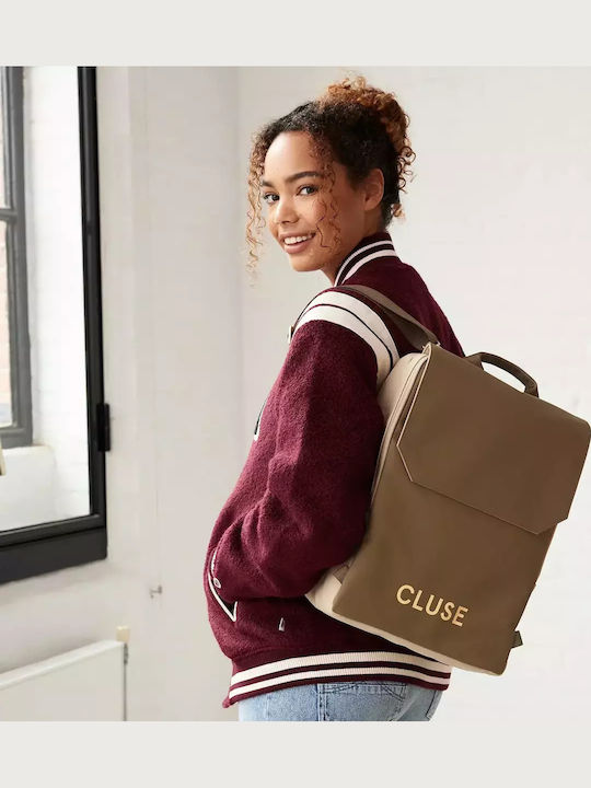 Cluse Le Réversible Backpack, Beige Dark Brown, Gold Colour