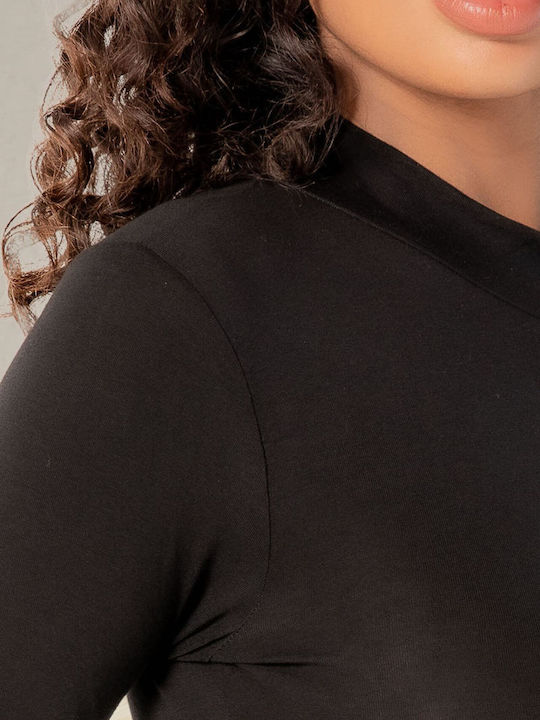 Long Sleeve Turtleneck Bodysuit Black