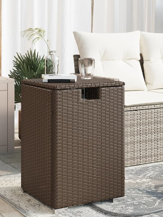 Sitting Room Outdoor Free Standing Rattan Table Natural 40x40x60cm