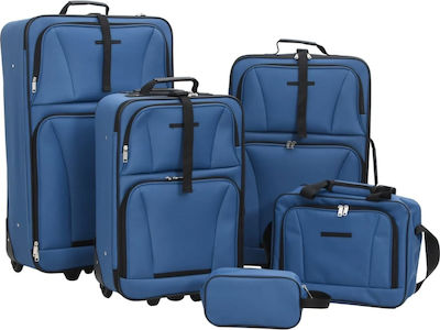 vidaXL Travel Suitcases Fabric Blue with 4 Wheels Set of 5pcs