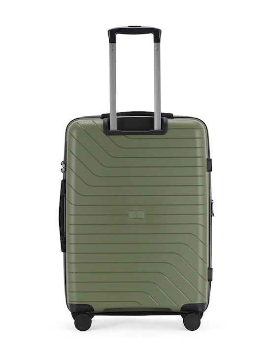 Lavor Medium Hard Green Travel Suitcase with 4 Wheels Height 66cm