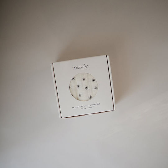Mushie Pânză de Înfășat din Muselină Negru 120x120εκ.