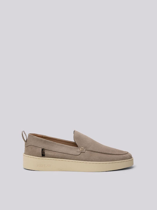 Replay Men's Leather Slip-Ons Beige