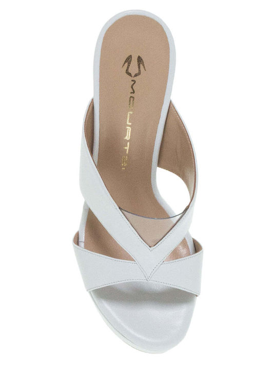 Mourtzi Platform Leather Women's Sandals White with Low Heel