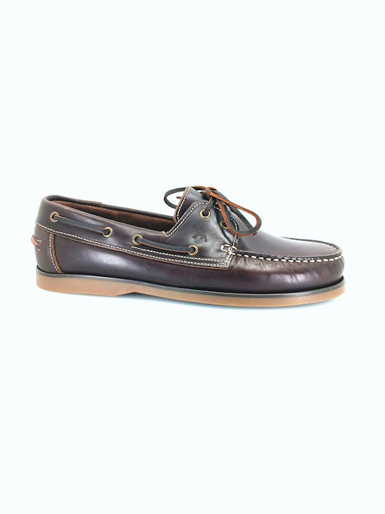 Boxer Men's Leather Boat Shoes Brown