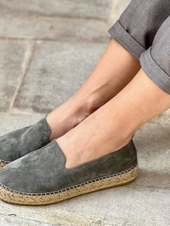 Suede Γυναικείες Εσπαντρίγιες σε Γκρι Χρώμα