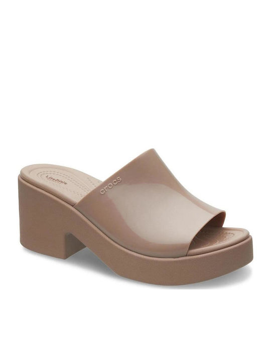 Brooklyn Mules with Chunky High Heel in Brown Color