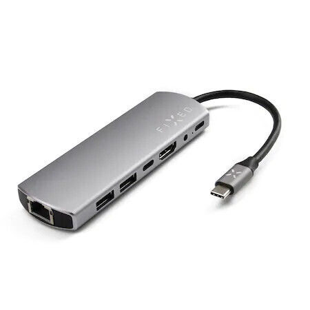 Fixed USB-C Stație de andocare cu HDMI 4K PD Ethernet Argintiu