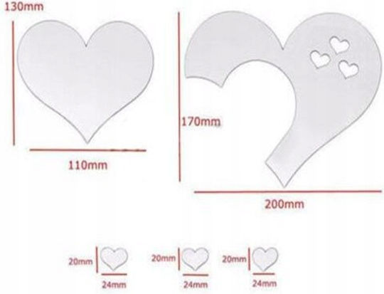Set de 5 inimioare acrilice cu lustere complete 266