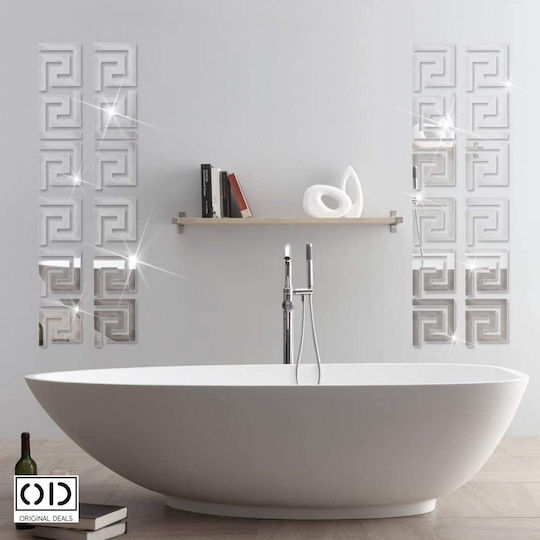 Self-adhesive Mirror For Interior Decor And Design, Versace Model, Premium Acrylic Pvc, Set Of 10 Pieces, 10 X 10 X 0.1 Cm, Original Deals