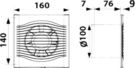 Era Επιτοίχιος Εξαεριστήρας Μπάνιου 100mm