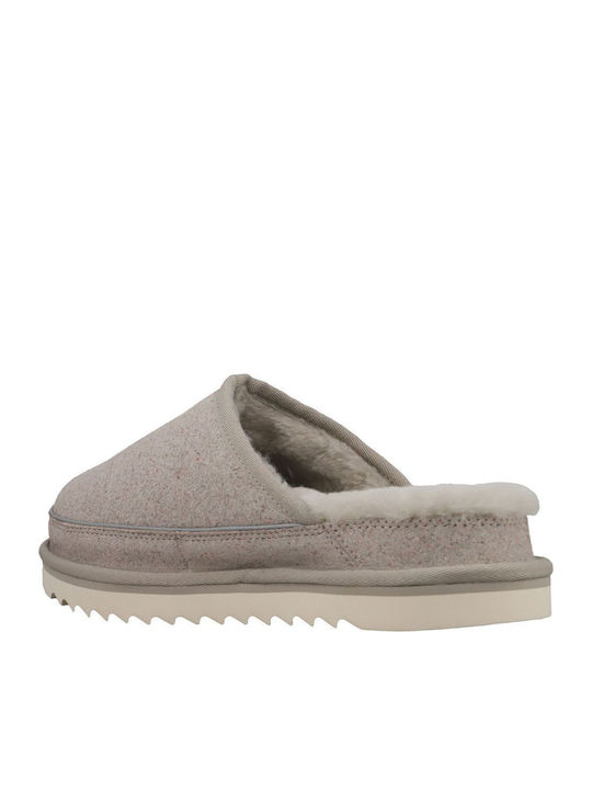 Scuff Cali Wave Din Piele Papuci de Damă de Iarnă Gri