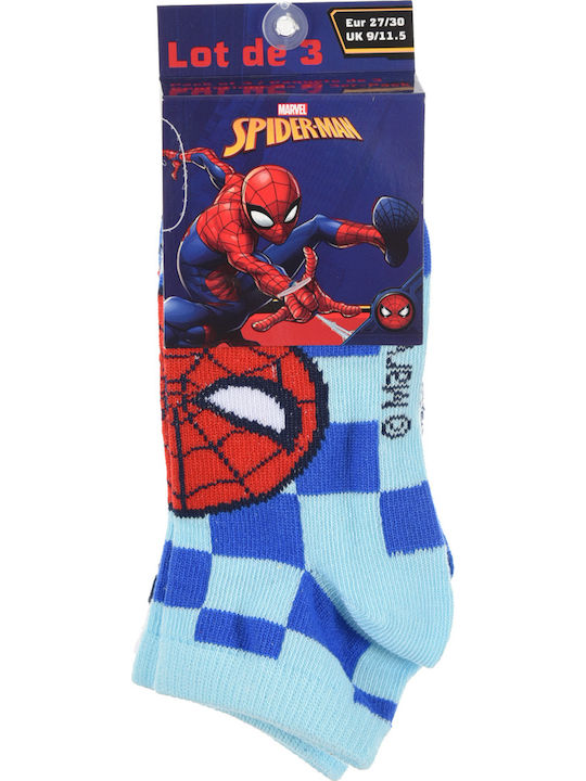 Set de 3 perechi de șosete scurte "Spider-Man" albastru deschis (albastru deschis)
