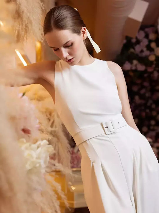 Women's Sleeveless One-piece Suit White