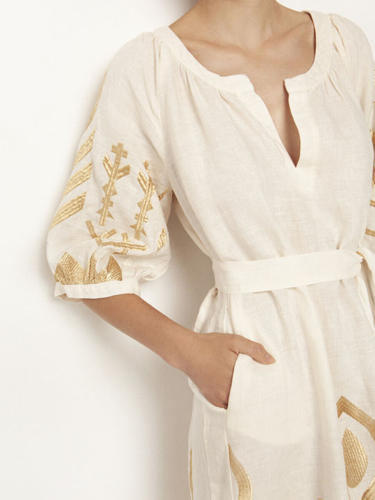 Greek Archaic Kori Sommer Maxi Kleid Weiß
