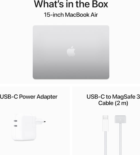 Apple MacBook Air 15" (2024) 15.3" IPS Retina Display (M3-8-core/8GB/256GB SSD/GPU cu 10 nuclee) Argint (Tastatură GR)
