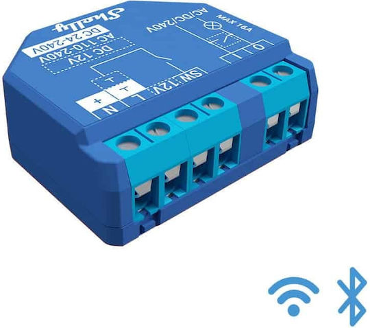 Shelly Plus 1 Smart Switch 1 Καναλιού Wi-Fi, Bluetooth & RF 16A με Τηλεχειριστήριο