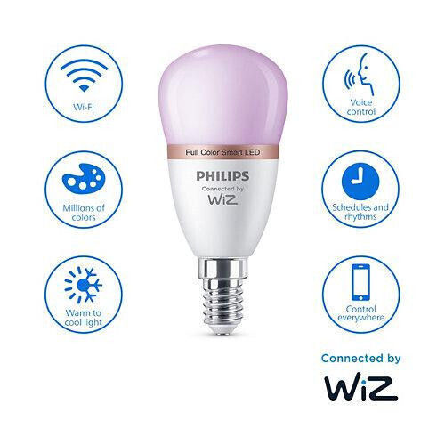 Philips Умна LED Лампа 4.9W за Цокъл E14 и Форма P45 RGB 470лм