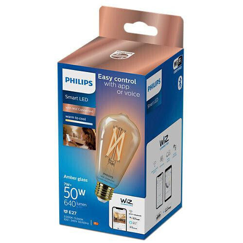 Philips Смарт крушка LED 7W за фасунга E27 и форма ST64 Регулируем бял цвят 640лм
