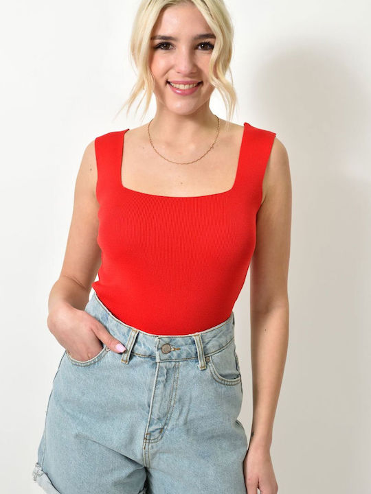 Potre Damen Bluse Ärmellos Red