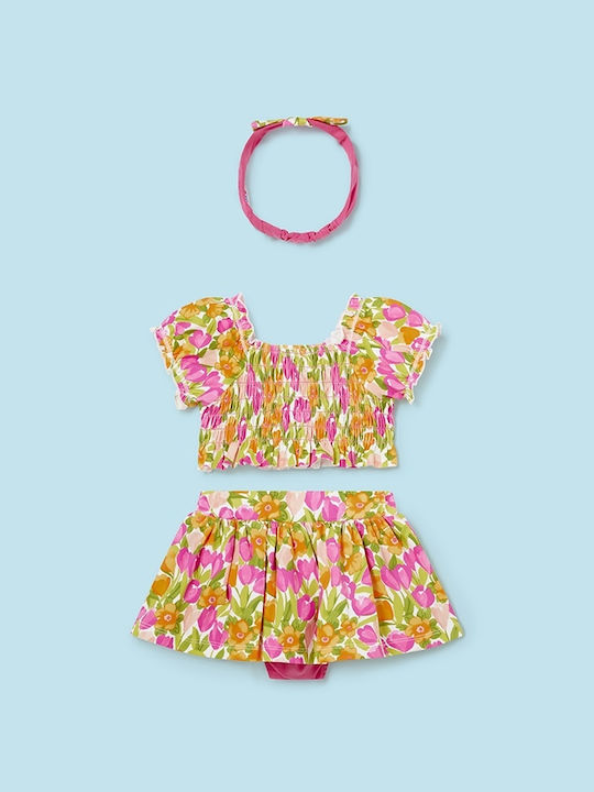 Mayoral Kids Set with Skirt Summer 2pcs Fuchsia