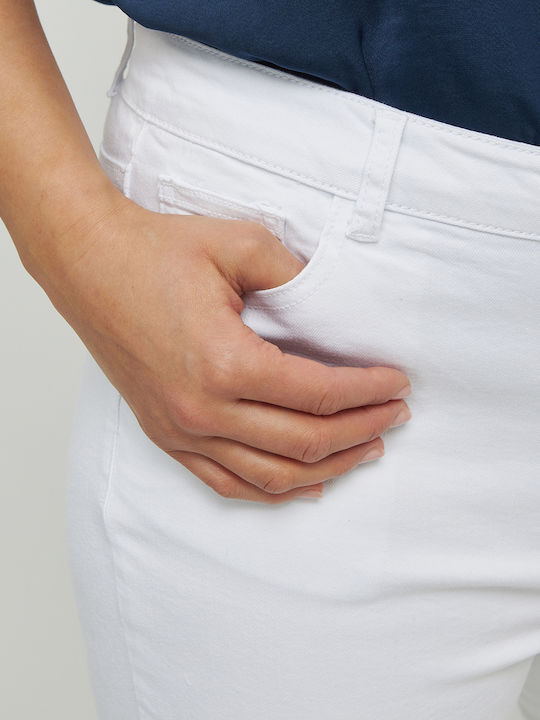 Ψηλόμεσο Γυναικείο Jean Παντελόνι σε Slim Εφαρμογή Λευκό
