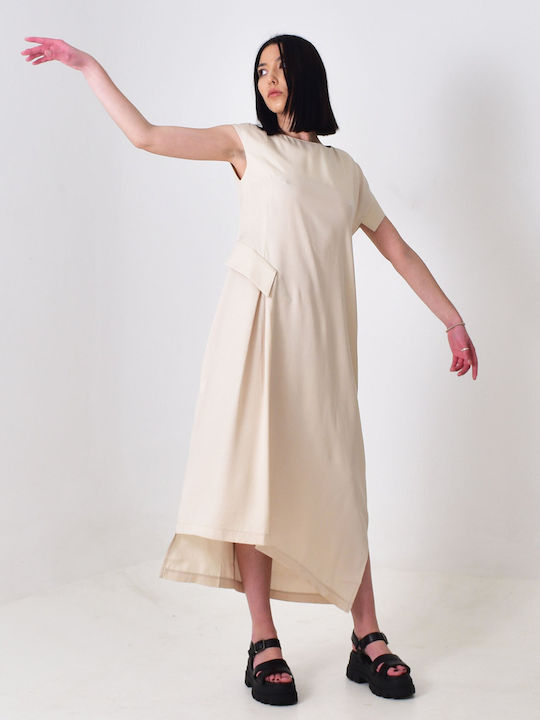 Lotus Eaters Midi Kleid Beige