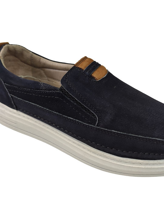 Men's Leather Slip-Ons Blue