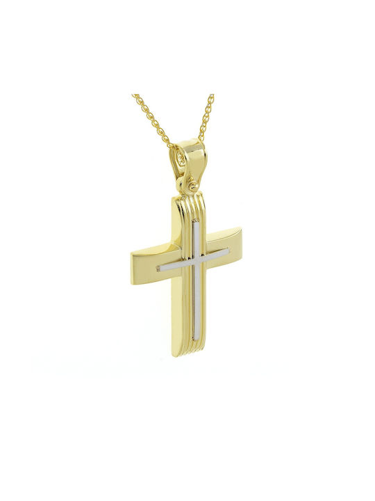 Ioannou24 Herren Gold Kreuz 14K mit Kette