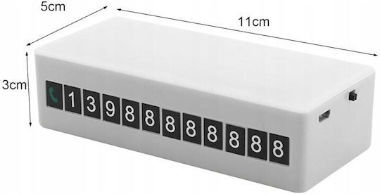 Suport pentru numere de telefon, Zola®, pentru parcare temporară, Usb, lumină LED, alb