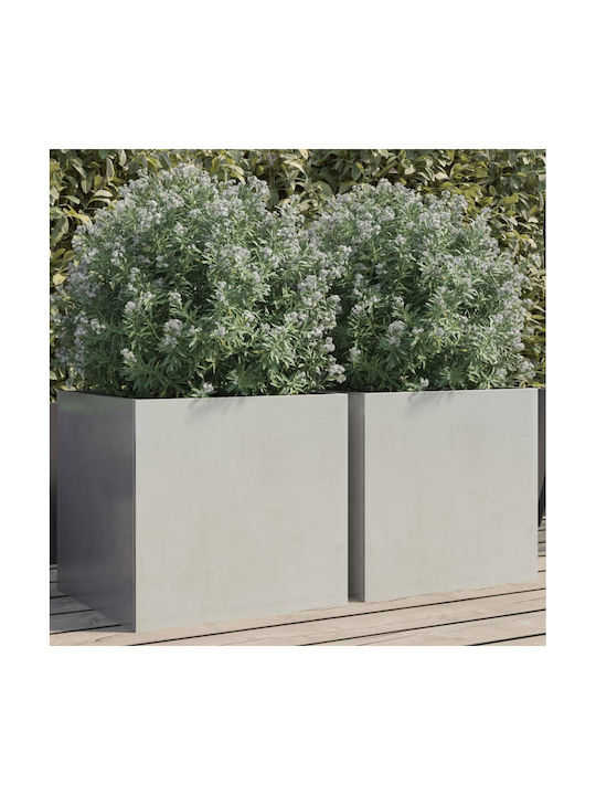 vidaXL Silver Set 2 Planters Metal Silver