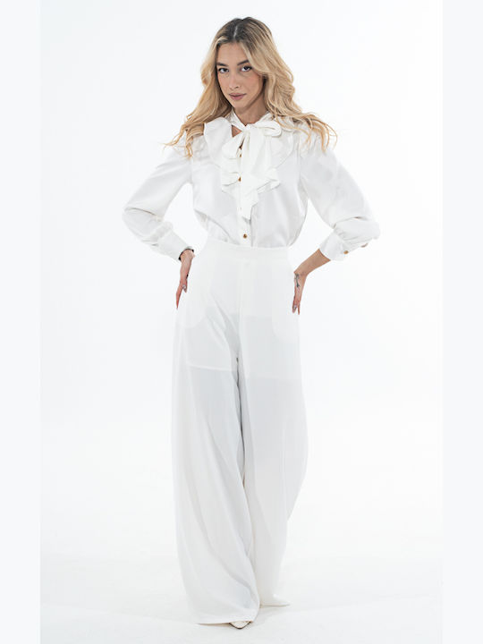 Korinas Fashion Μακρυμάνικο Γυναικείο Πουκάμισο Λευκο