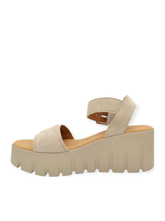 Damenplattformen Beige