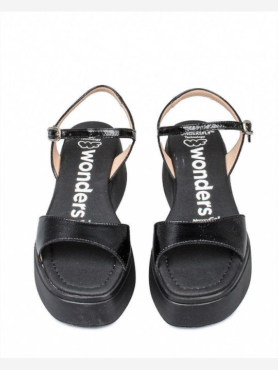 Women's Leather Platform Shoes Black