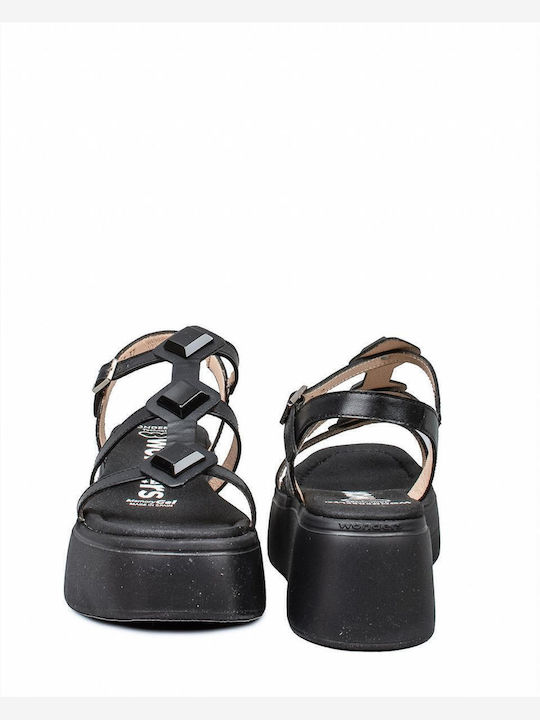 Women's Leather Platform Shoes Black